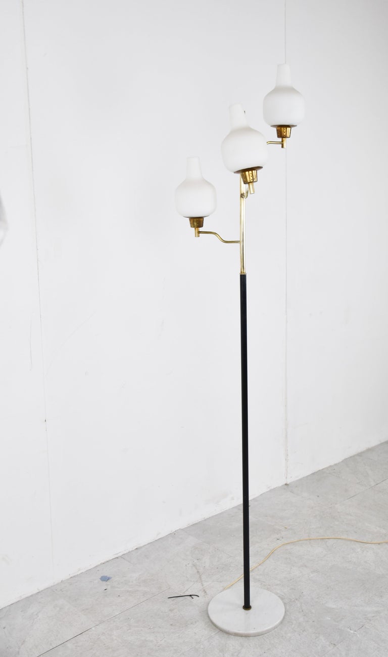 Vintage Brass and Glass Floor Lamp, 1950s, Italy For Sale at 1stDibs