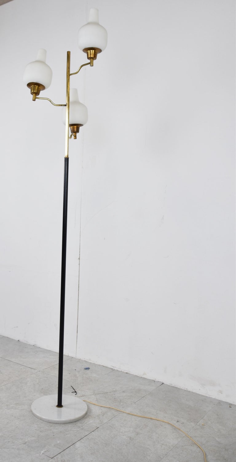 Vintage Brass and Glass Floor Lamp, 1950s, Italy For Sale at 1stDibs