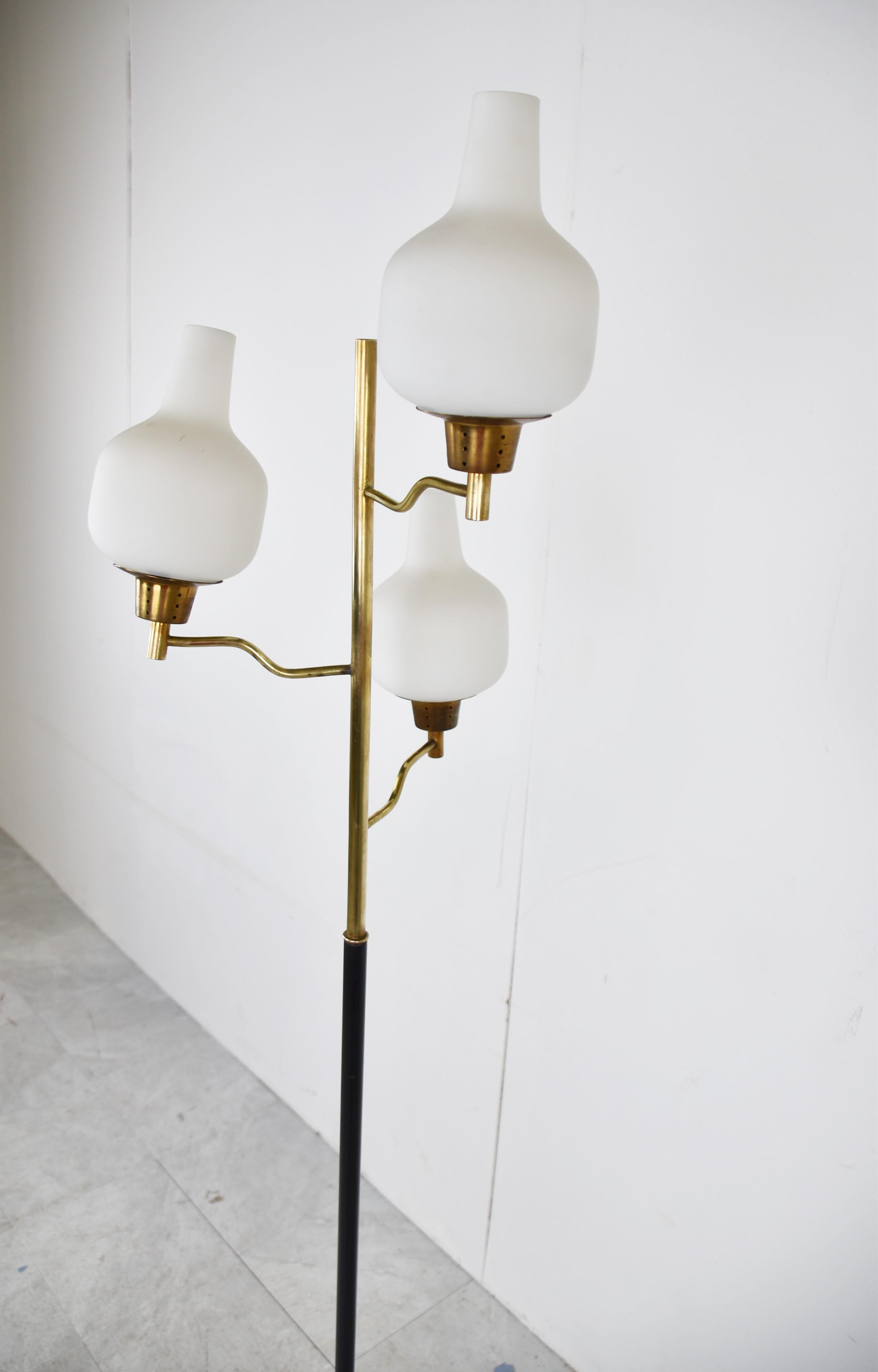 Vintage Brass and Glass Floor Lamp, 1950s, Italy 1