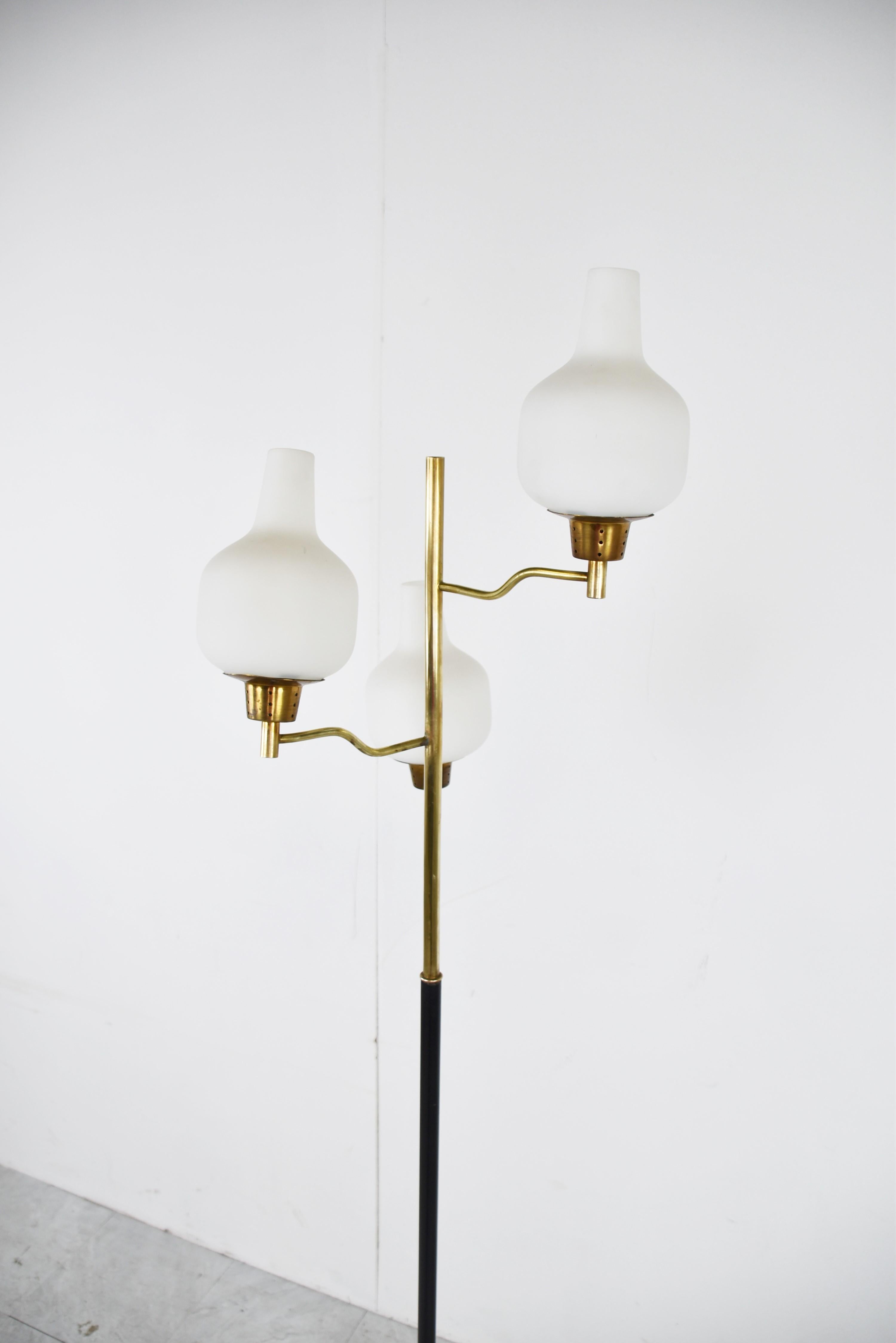 Vintage Brass and Glass Floor Lamp, 1950s, Italy 2