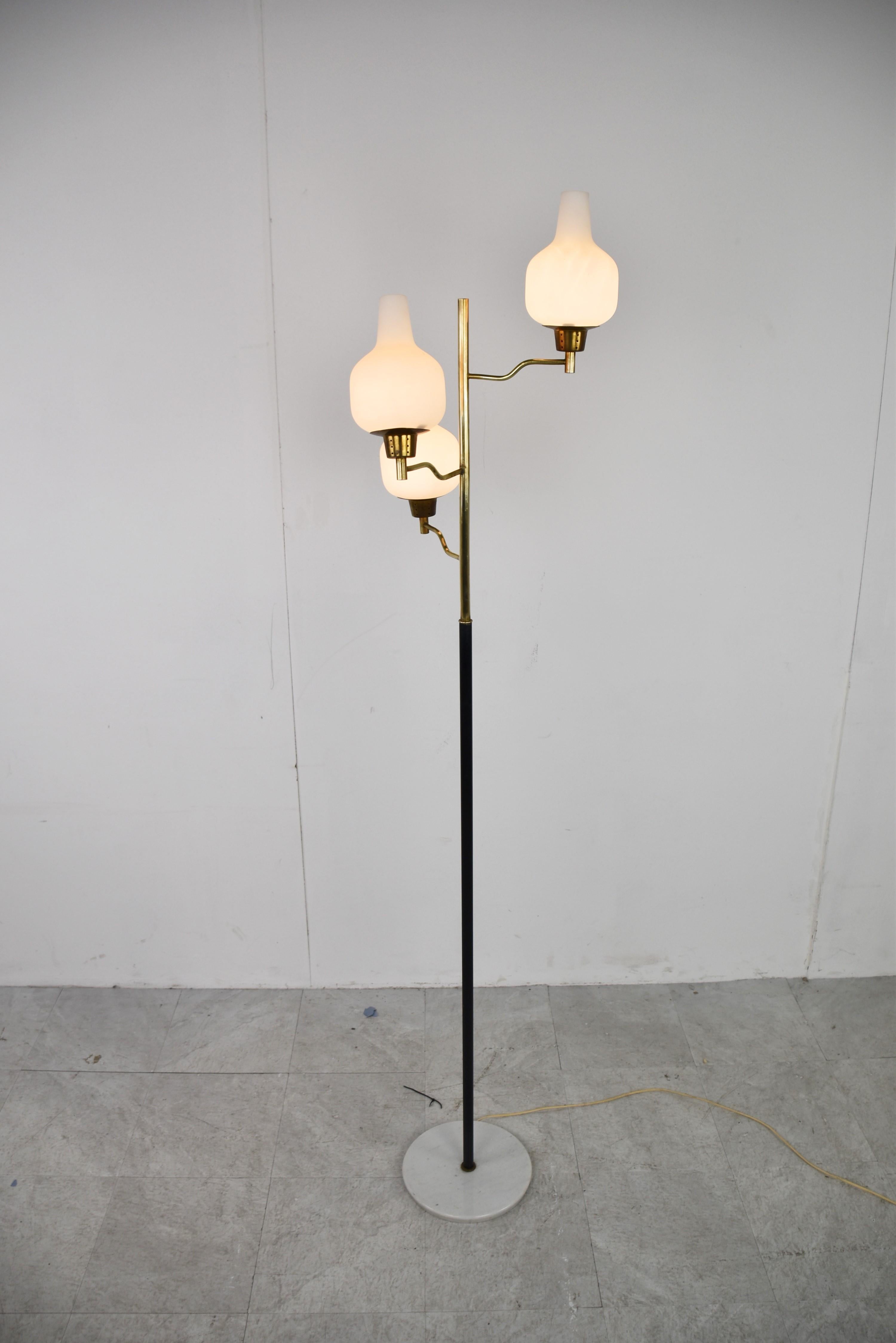 Vintage Brass and Glass Floor Lamp, 1950s, Italy 3