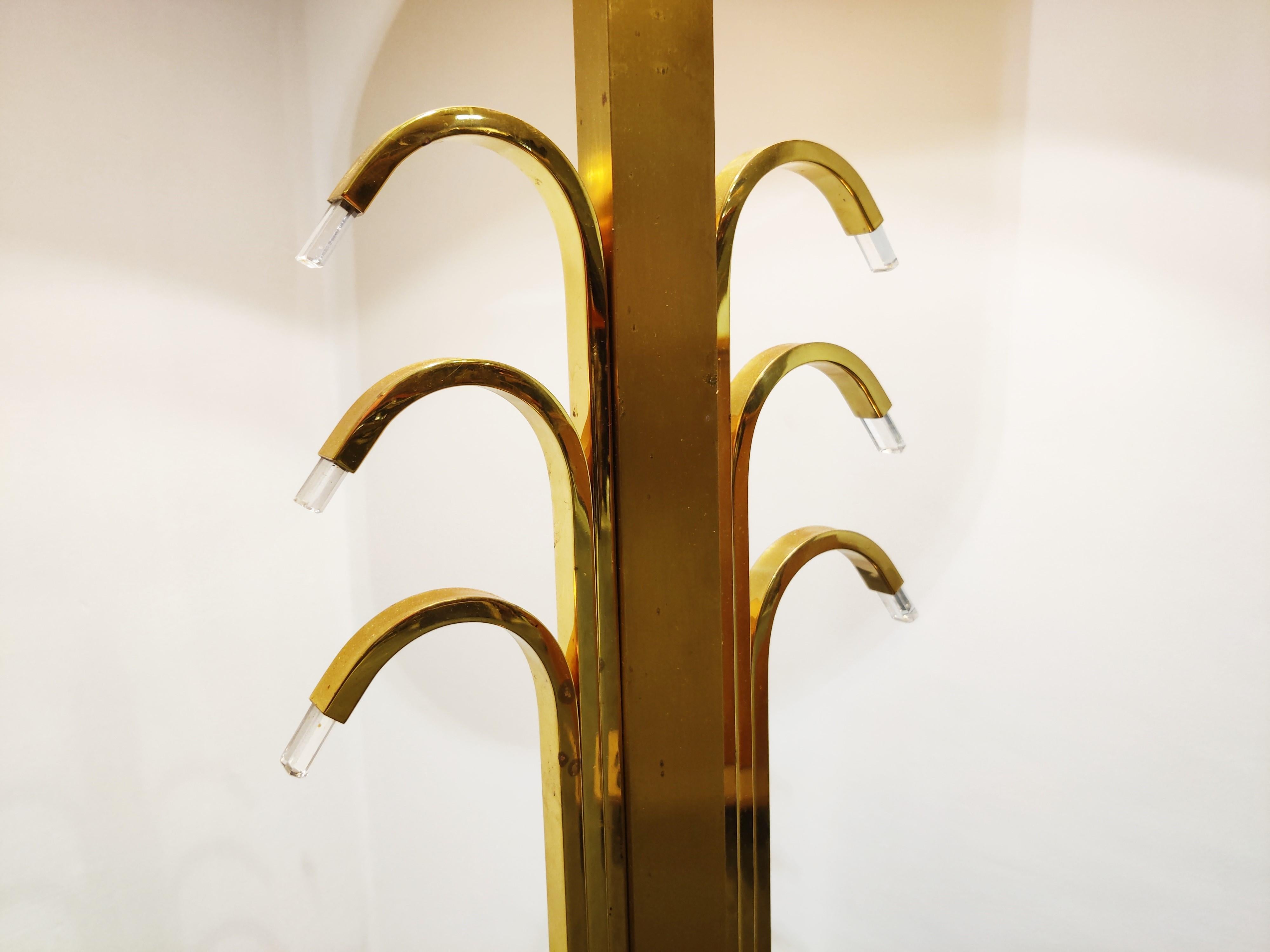 German Vintage Brass and Glass Floor Lamp, 1970s