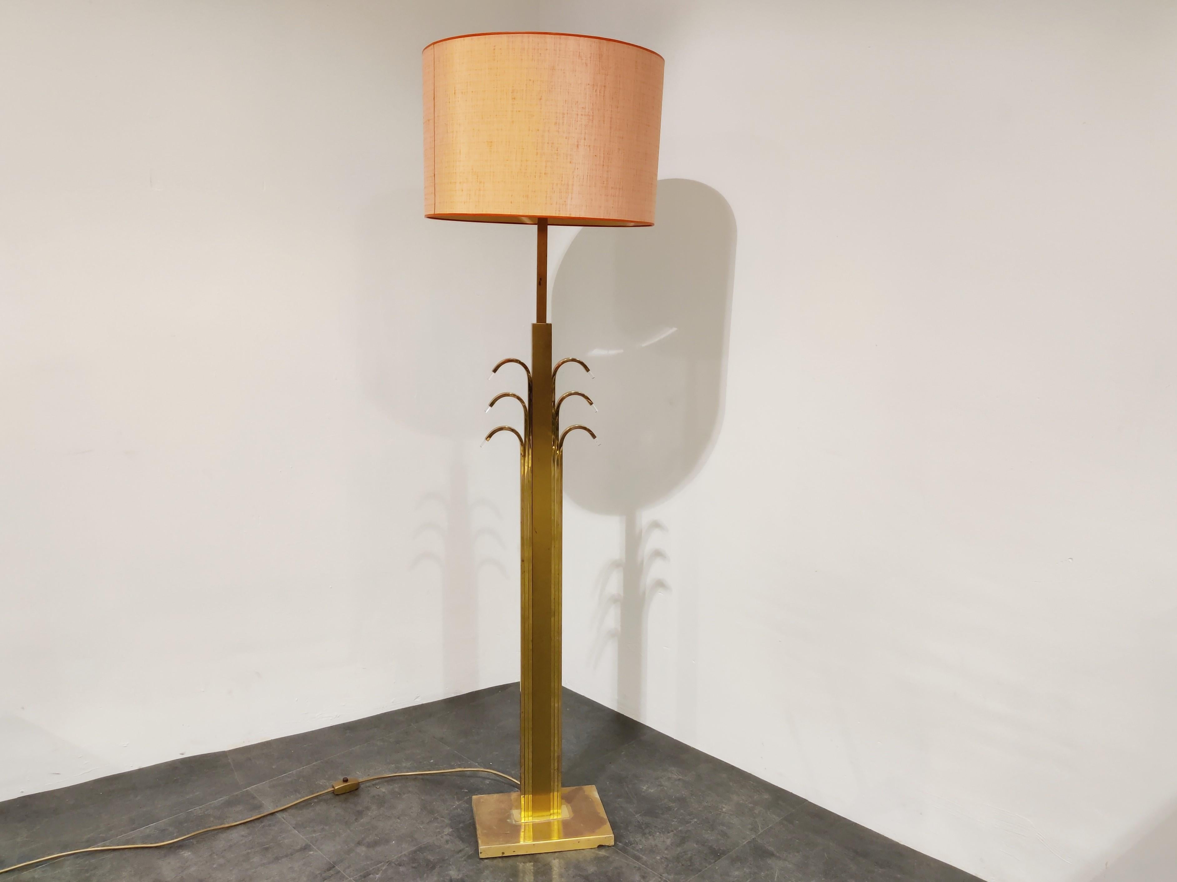Vintage Brass and Glass Floor Lamp, 1970s 2