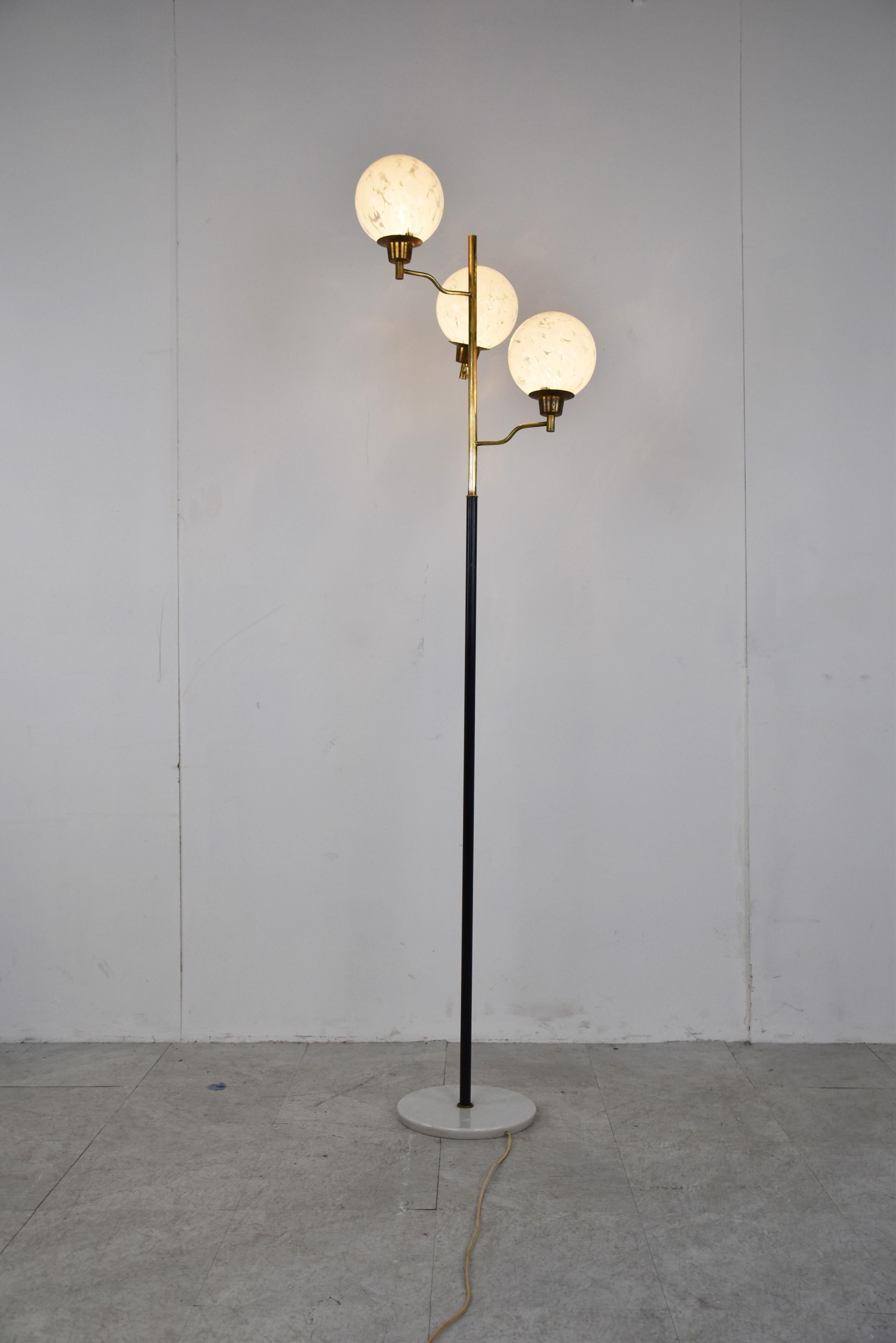 Vintage Brass and Glass Floor Lamp, 1970s, Italy For Sale 3