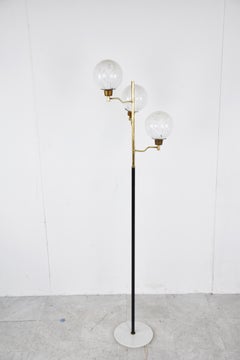 Vintage Brass and Glass Floor Lamp, 1970s, Italy