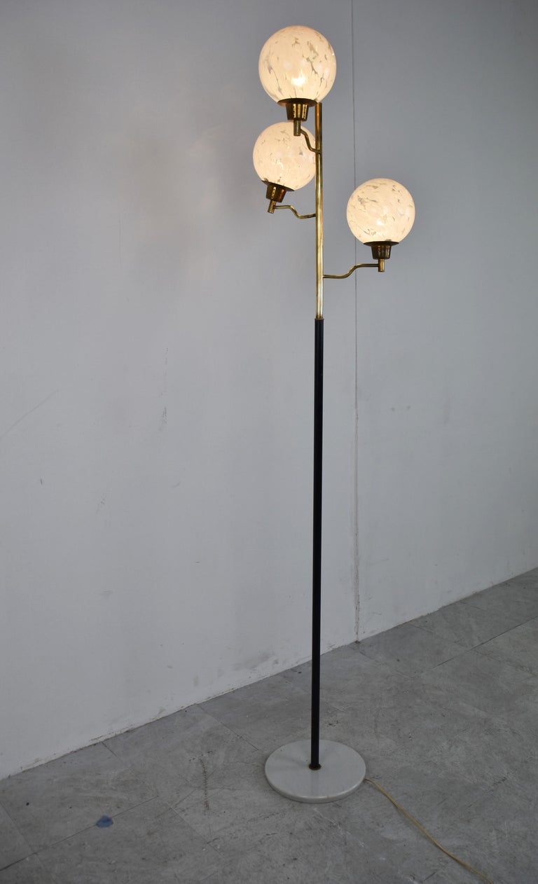 Vintage Brass and Glass Floor Lamp, 1970s, Italy For Sale at 1stDibs
