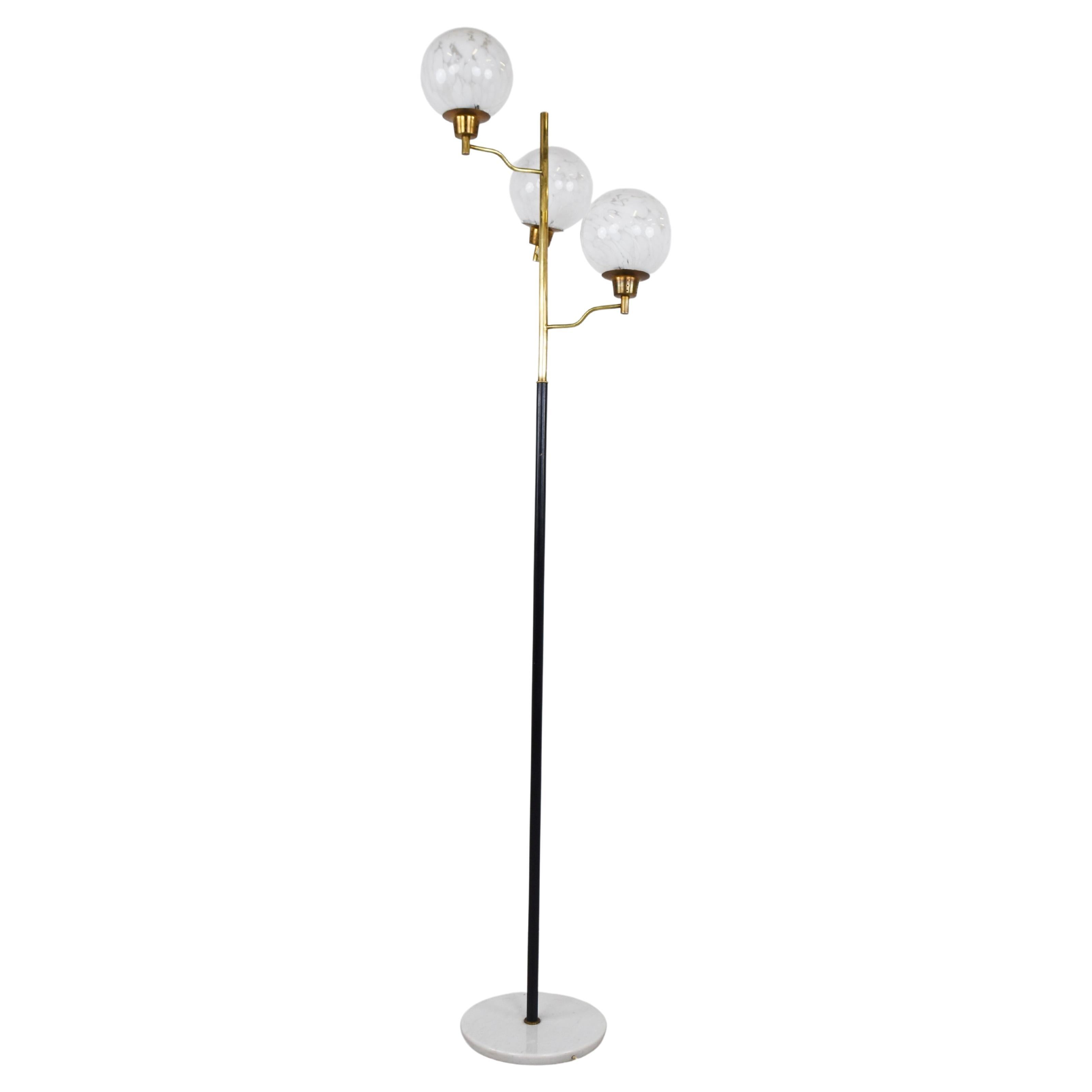 Vintage Brass and Glass Floor Lamp, 1970s, Italy