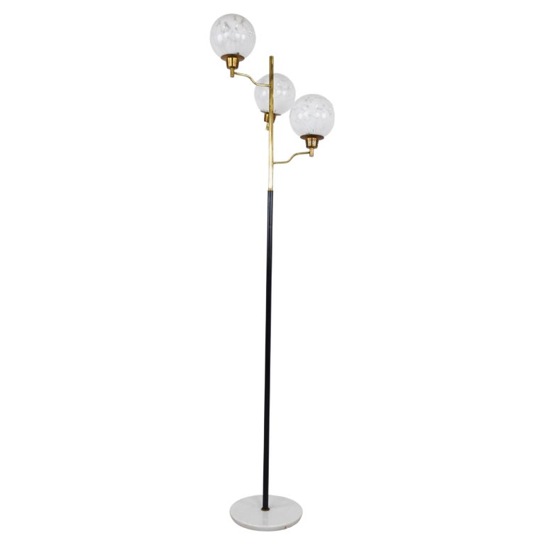 Vintage Brass and Glass Floor Lamp, 1970s, Italy For Sale at 1stDibs