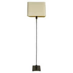 Lampada da terra in ottone e vetro vintage con paralume, doppi attacchi con catene a strappo