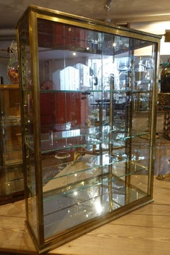 Vintage Brass and Glass French Boutique Display Cabinet