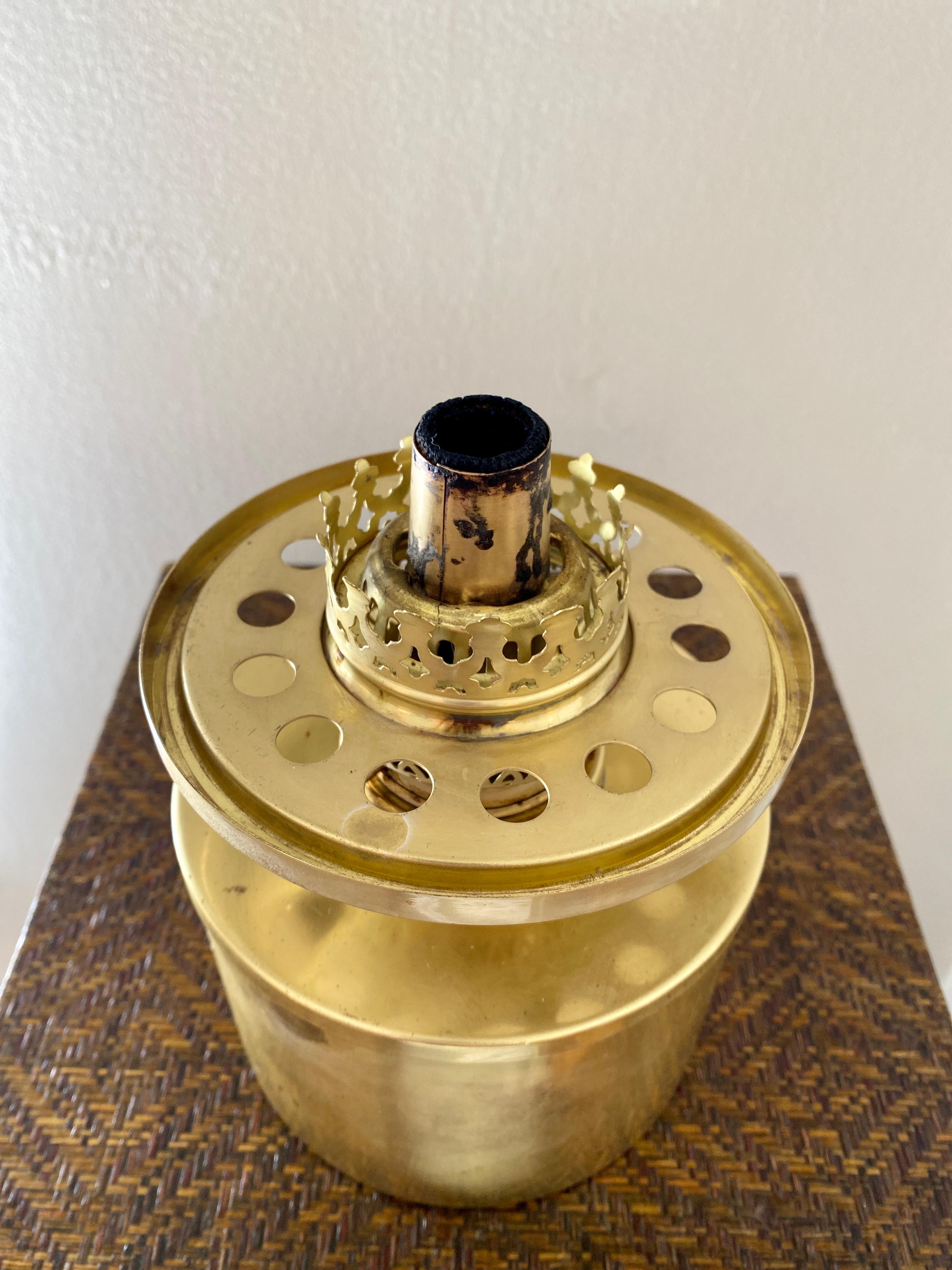 Vintage Brass and Glass Oil Lamp Designed by Hans Agne, Jakobsson Ab, Markaryd For Sale 2