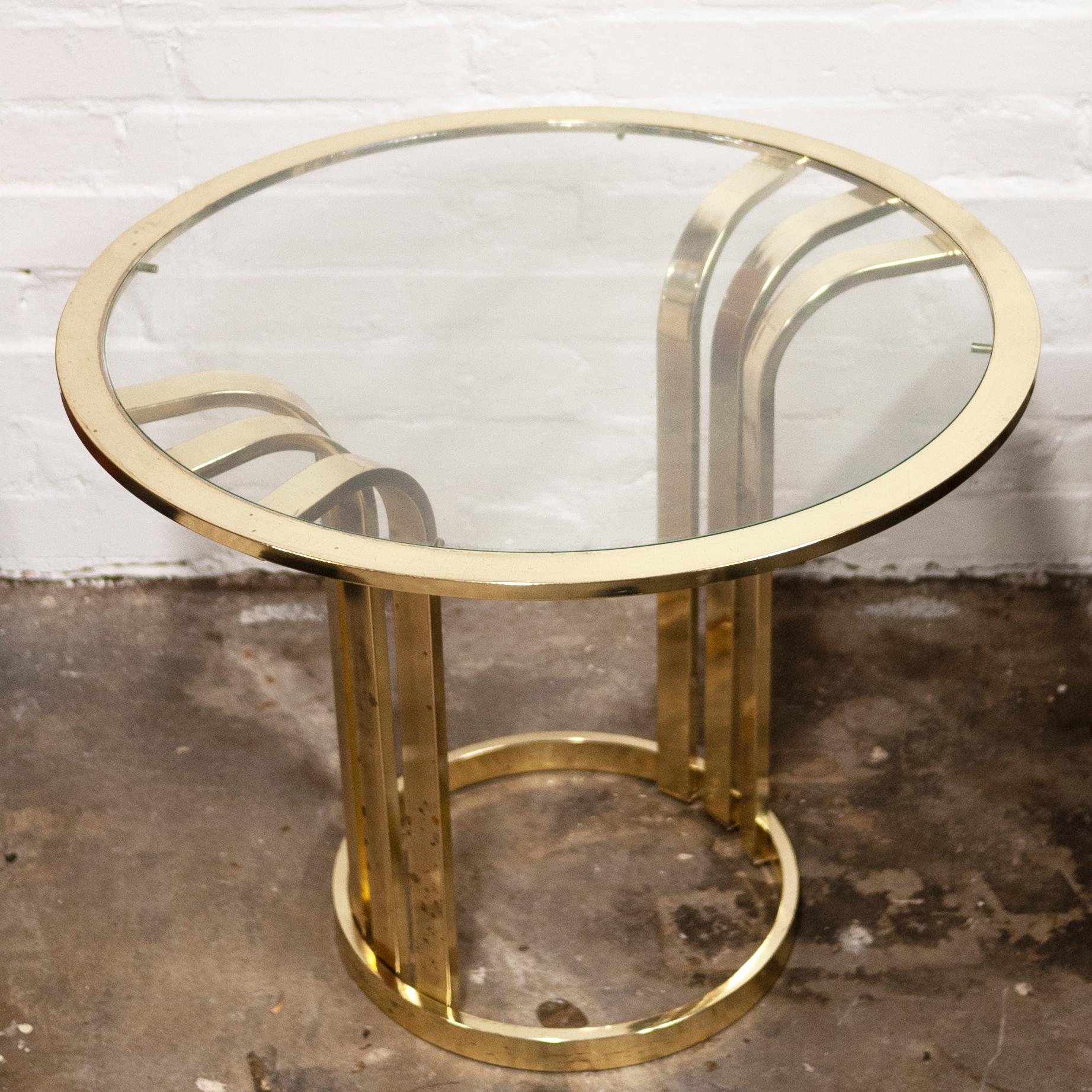 Vintage Brass and Glass Side Table, 1970s 5
