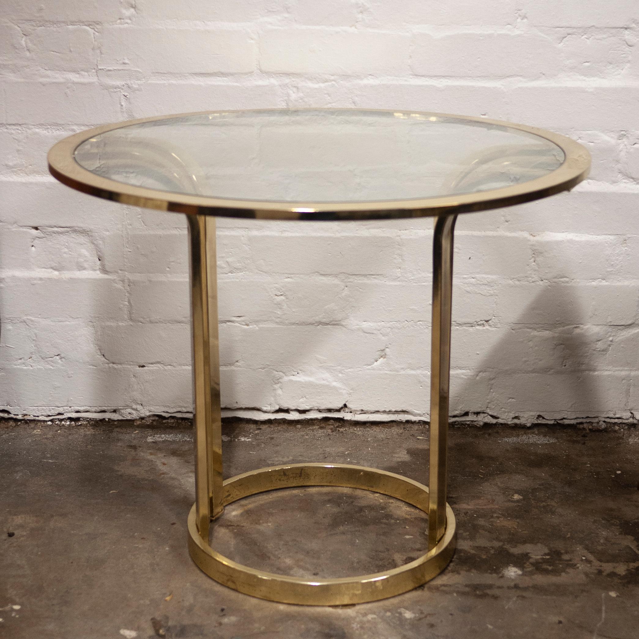 Hollywood Regency Vintage Brass and Glass Side Table, 1970s