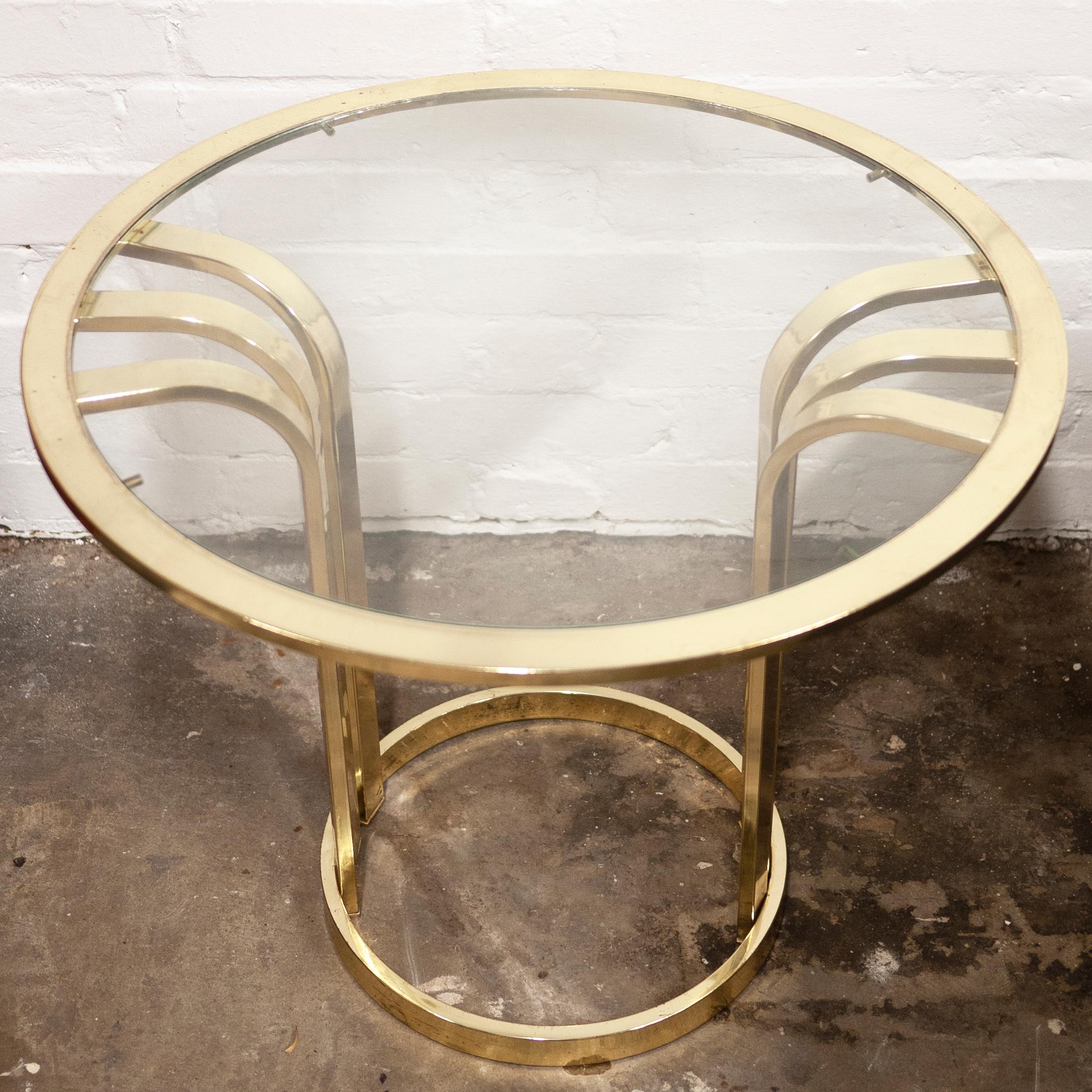 Vintage Brass and Glass Side Table, 1970s In Good Condition In Chesham, GB