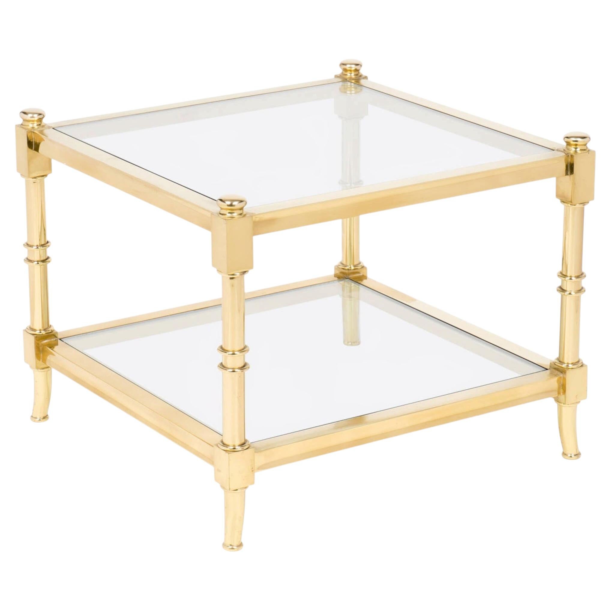 Vintage Brass and Glass Side Table by Maison Raphael