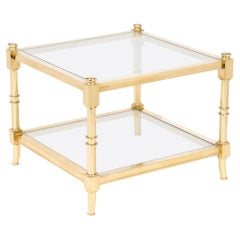 Vintage Brass and Glass Side Table by Maison Raphael