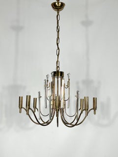 Lustre Stilkronen vintage en laiton et verre. Italie 1970