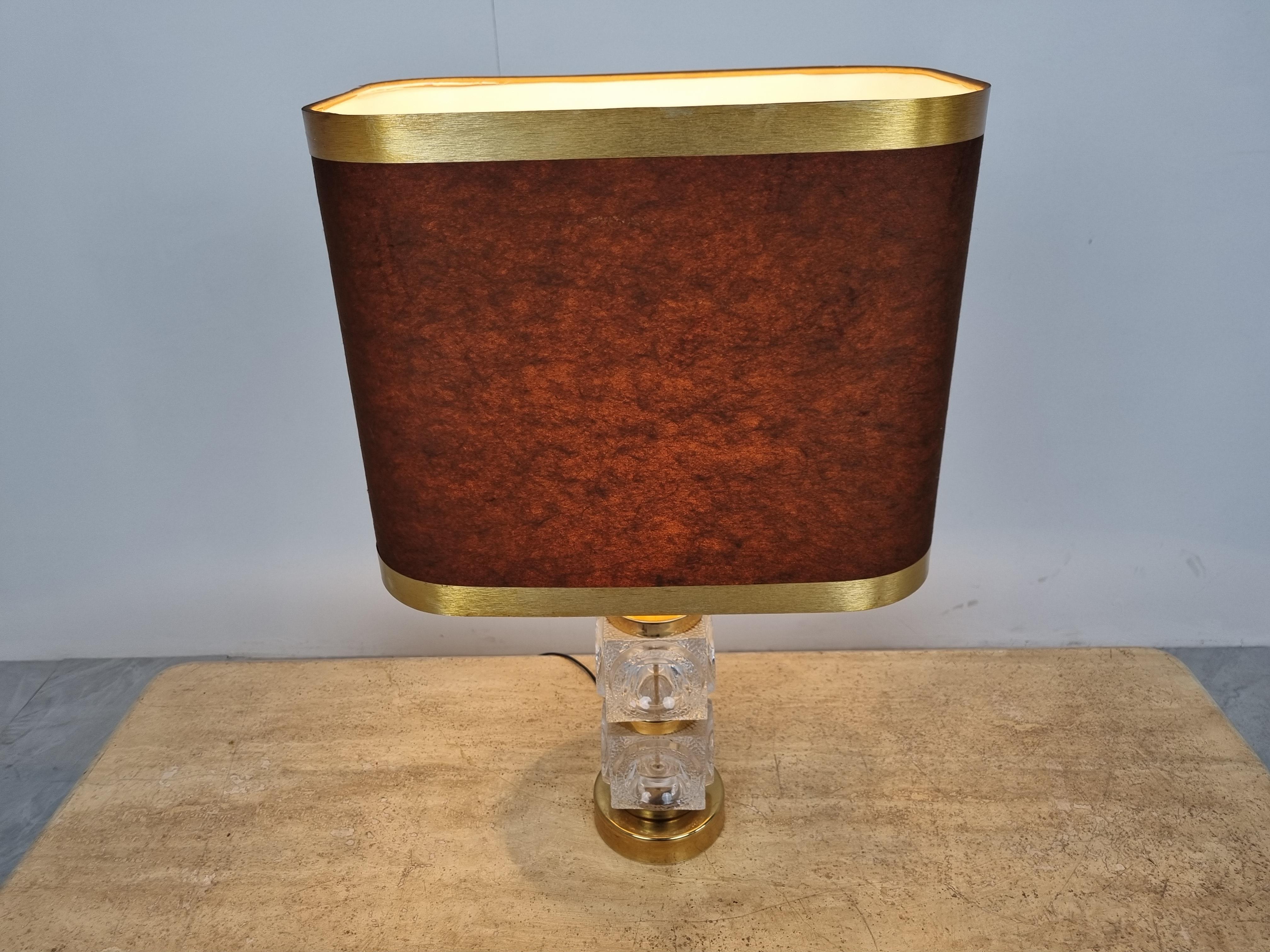 German Vintage Brass and Glass Table Lamp, 1960s