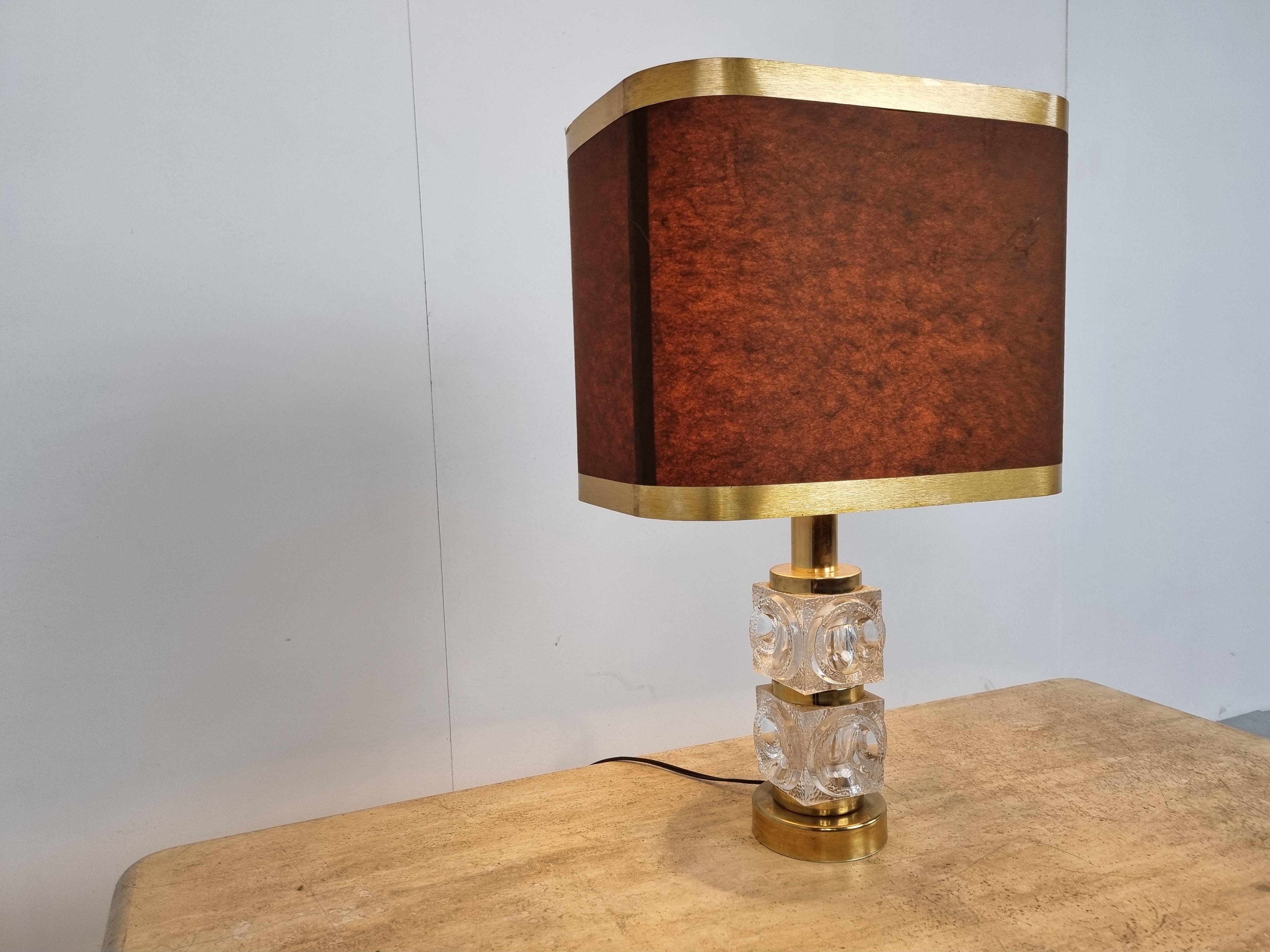 Vintage Brass and Glass Table Lamp, 1960s 1