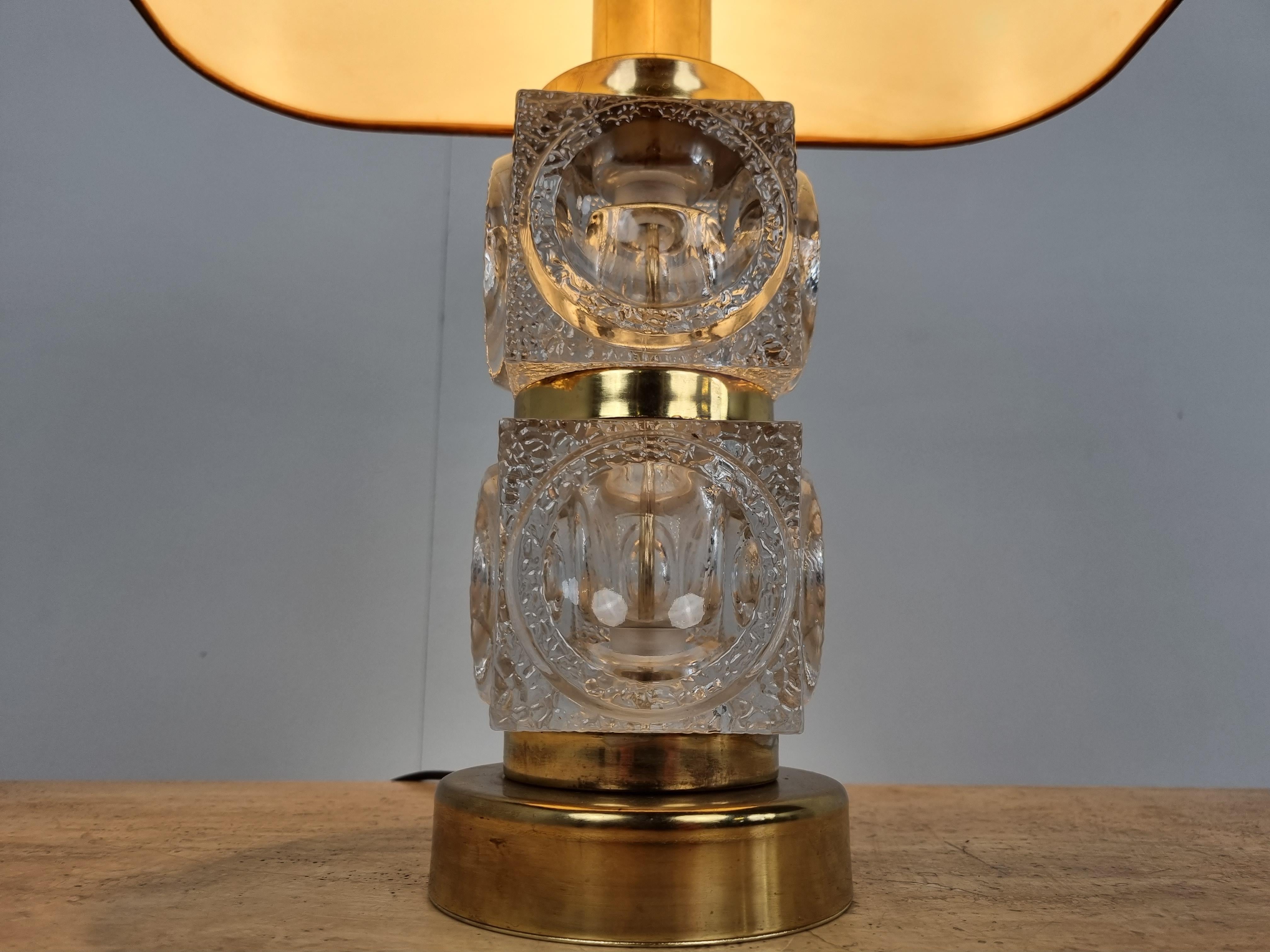 Vintage Brass and Glass Table Lamp, 1960s 2