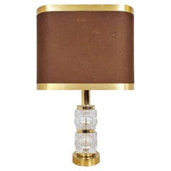 Vintage Brass and Glass Table Lamp, 1960s