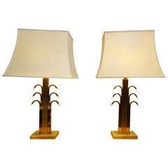 Vintage Brass and Glass Table Lamps, 1970s