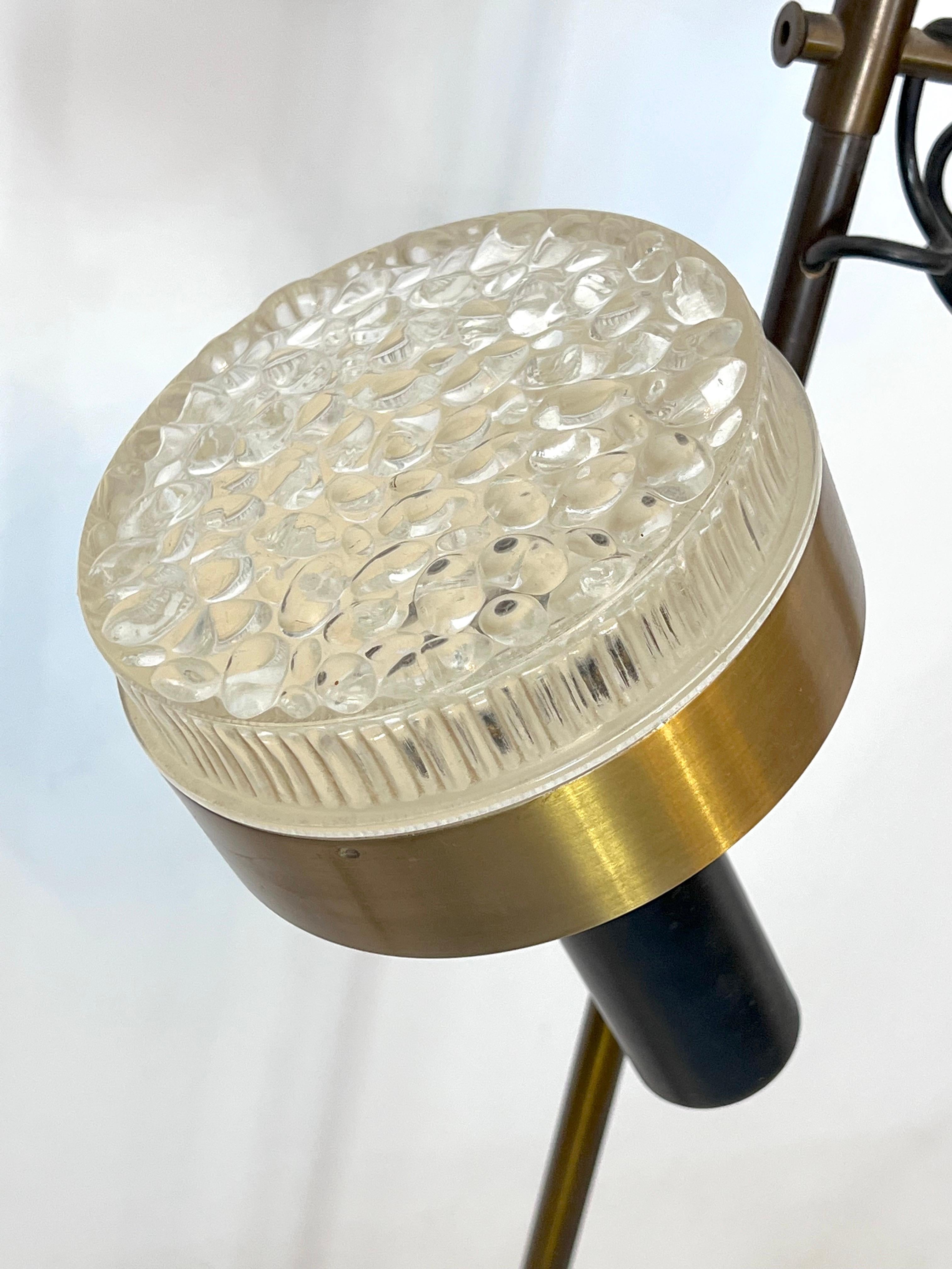 Vintage Brass and Glass Three Arms Floor Lamp by Stilux, Italy, 1960s For Sale 2