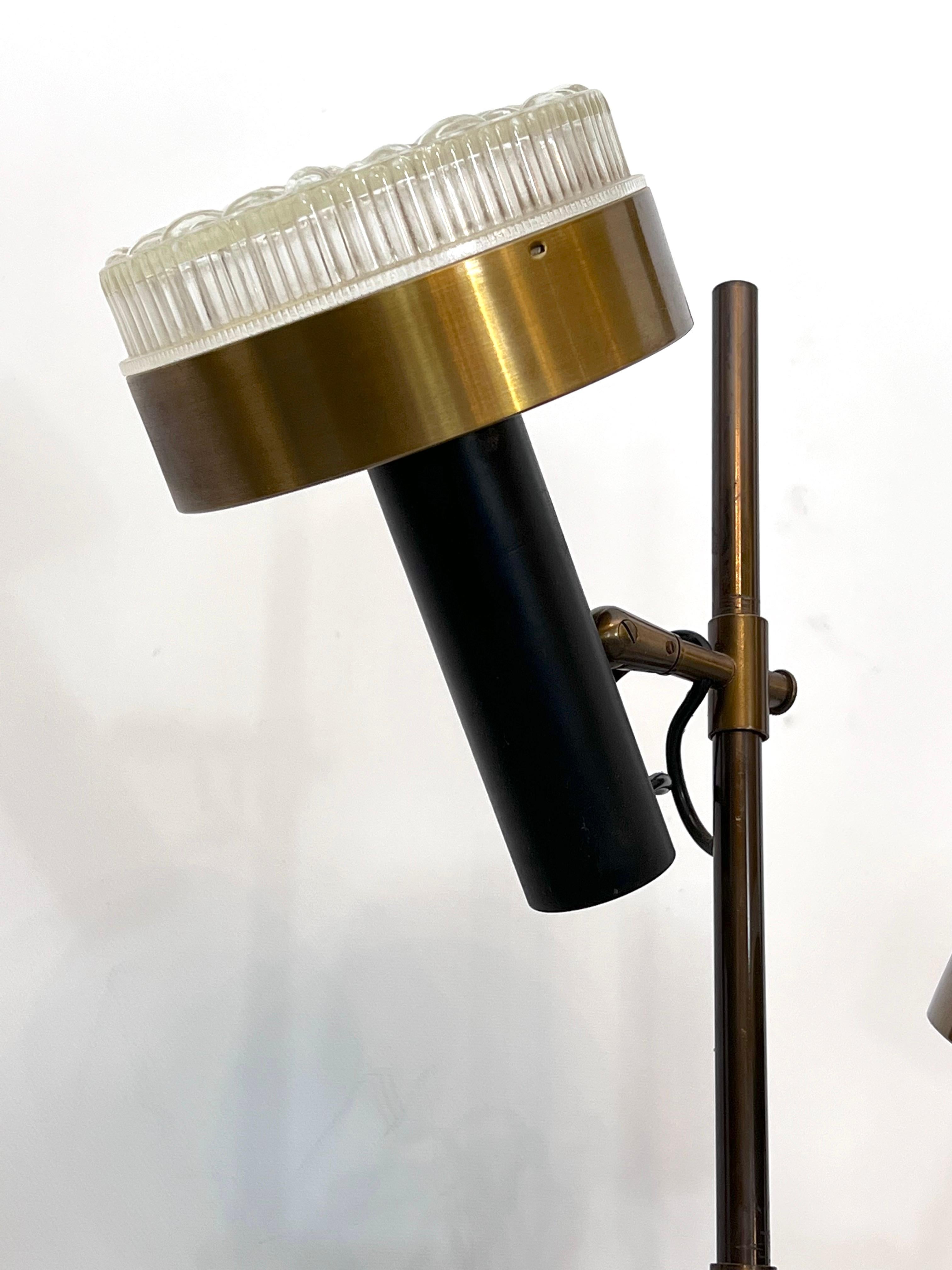 Vintage Brass and Glass Three Arms Floor Lamp by Stilux, Italy, 1960s For Sale 3