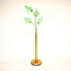 Vintage Brass and Glass Tree Form Floor Lamp
