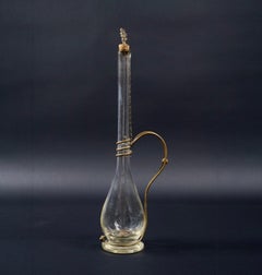 Vintage Brass and Hand Blown Glass Decanter