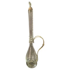 Carafe Vintage en laiton et verre soufflé à la main