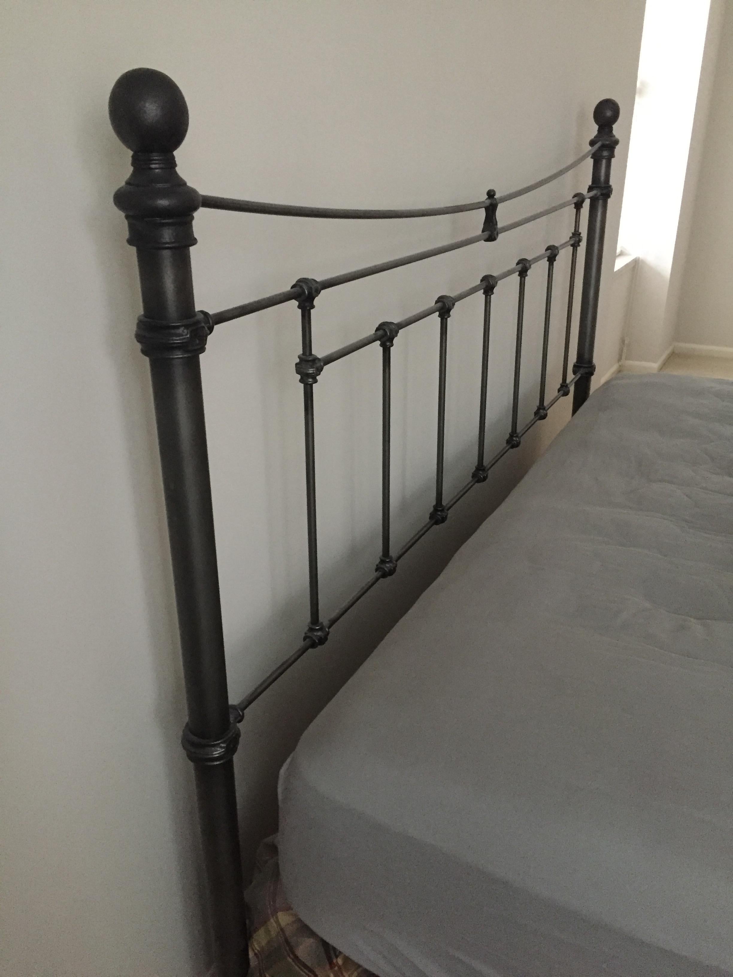 Hand-Crafted Vintage Brass and Iron King Headboard