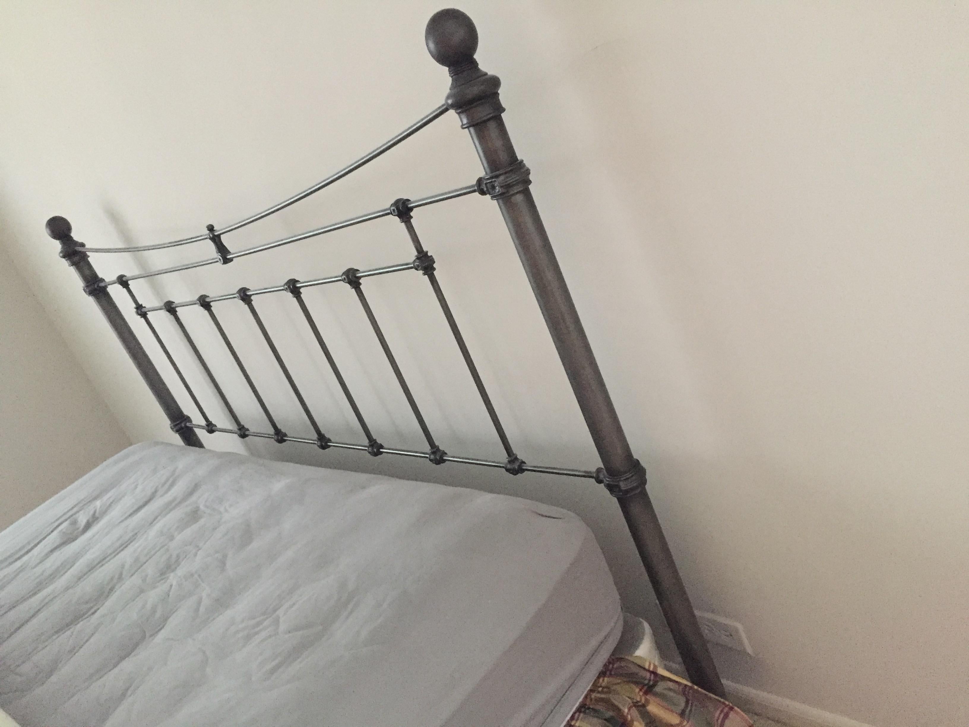 Vintage Brass and Iron King Headboard In Good Condition In Chicago, IL