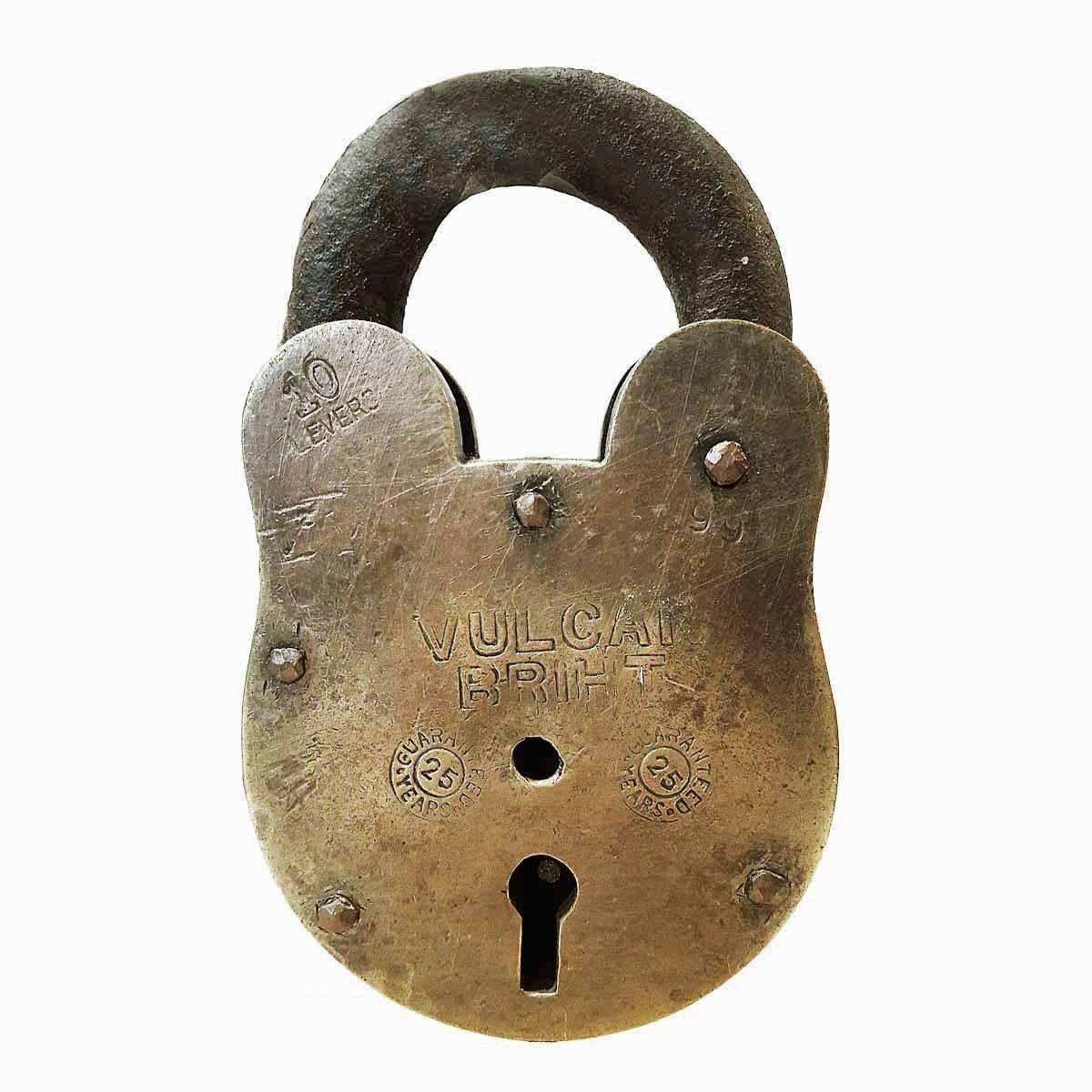 Cast Vintage Brass and Iron Padlock, Early 20th Century For Sale