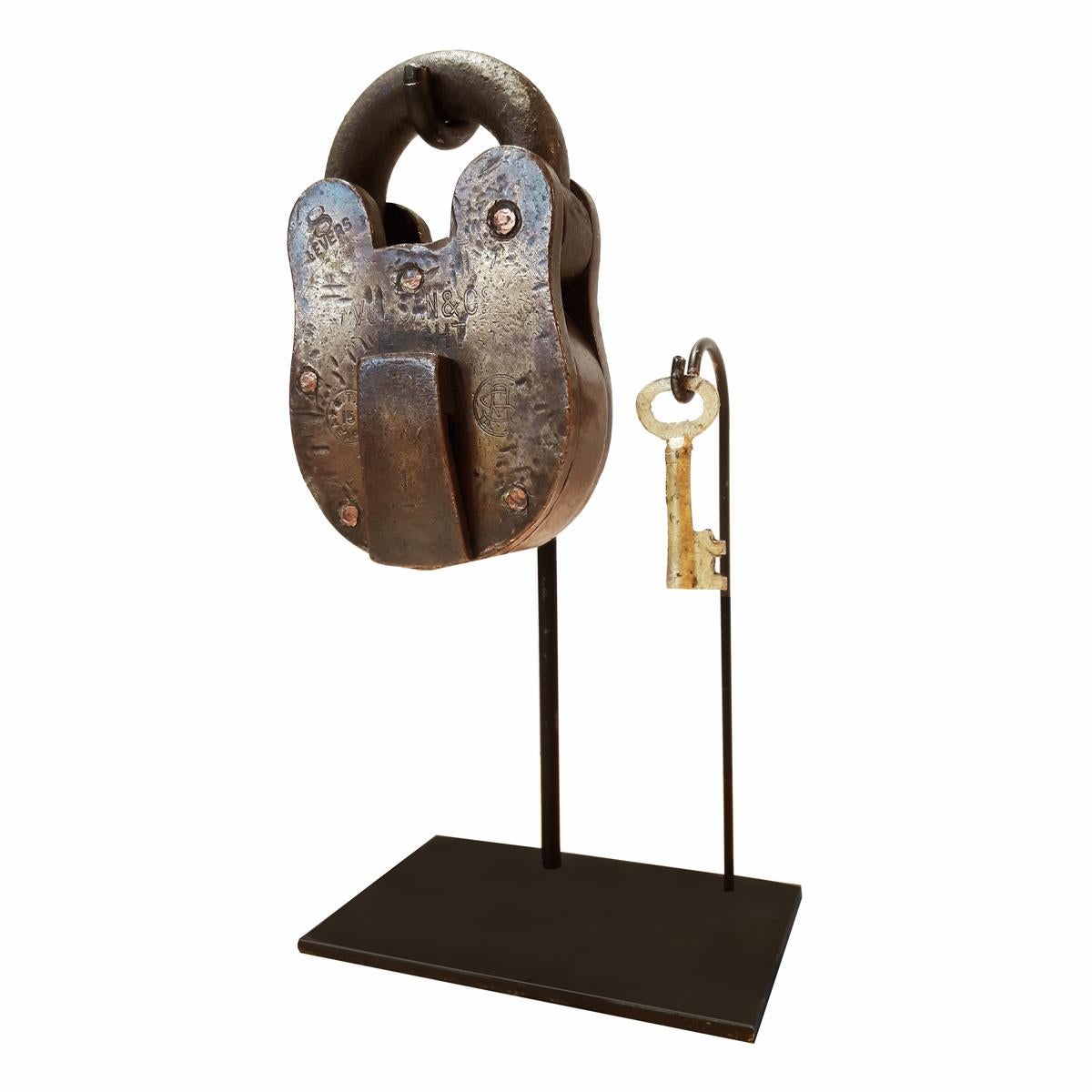 Vintage Brass and Iron Padlock, Early 20th Century 3