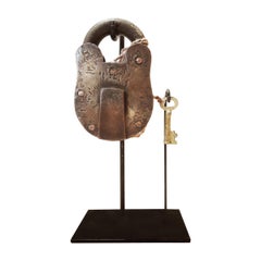 Antique Brass and Iron Padlock, Early 20th Century