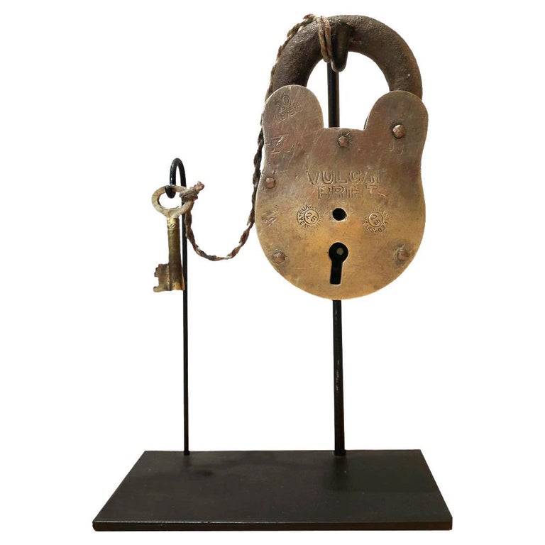 Vintage Brass and Iron Padlock, Early 20th Century For Sale at 1stDibs