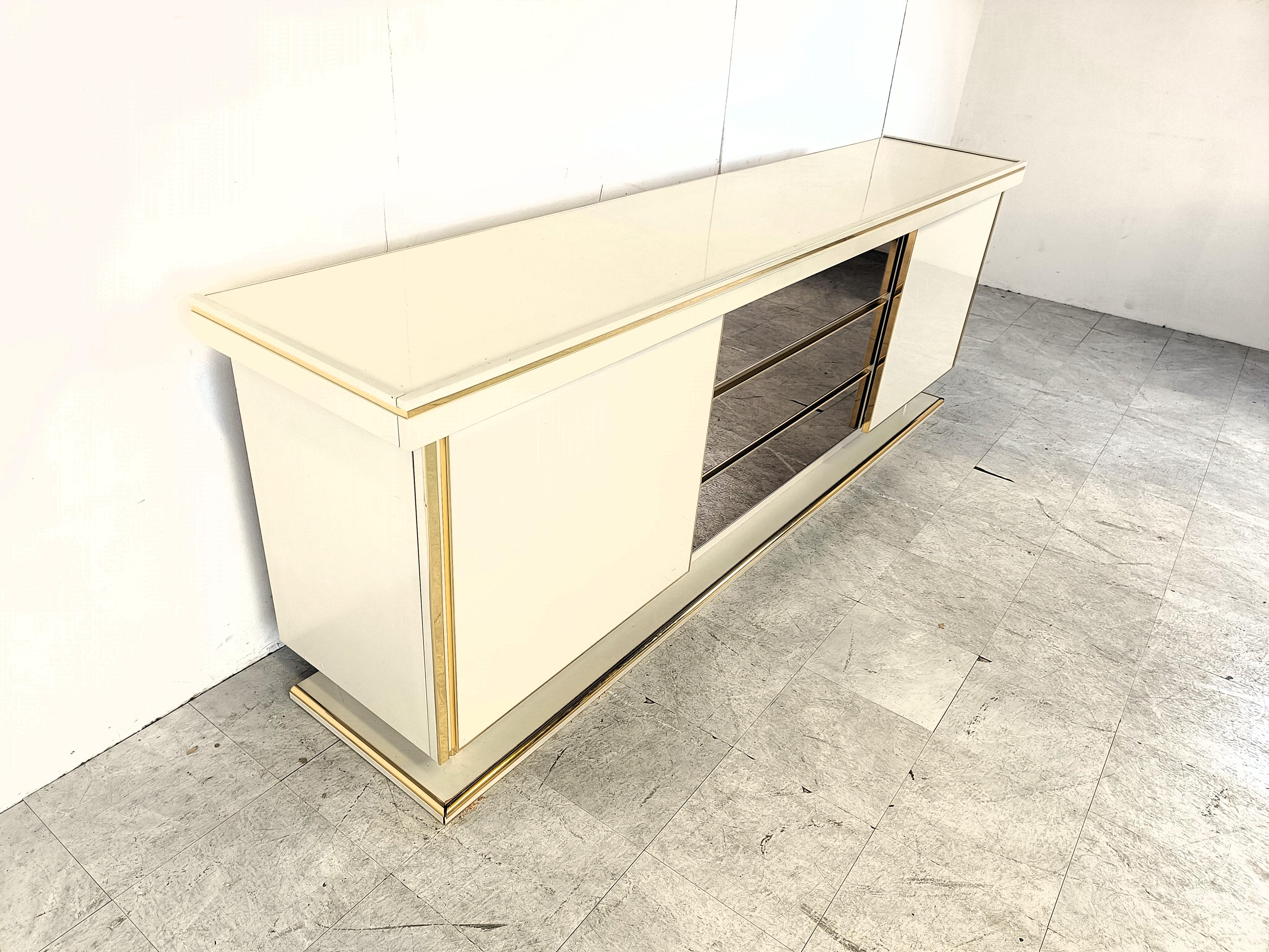 Late 20th Century Vintage brass and lacquer sideboard, 1970s For Sale