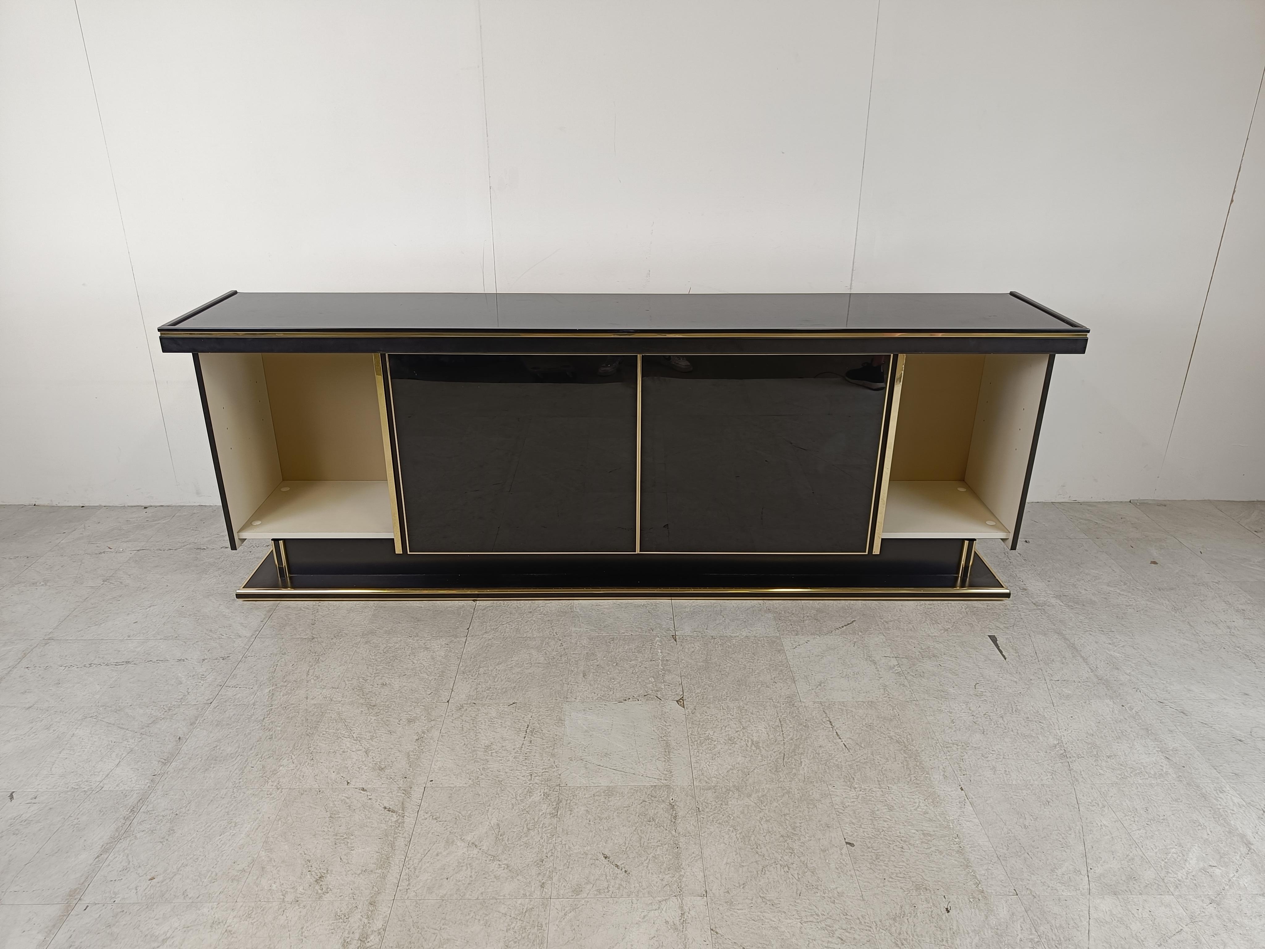 Brass Vintage brass and lacquer sideboard, 1970s