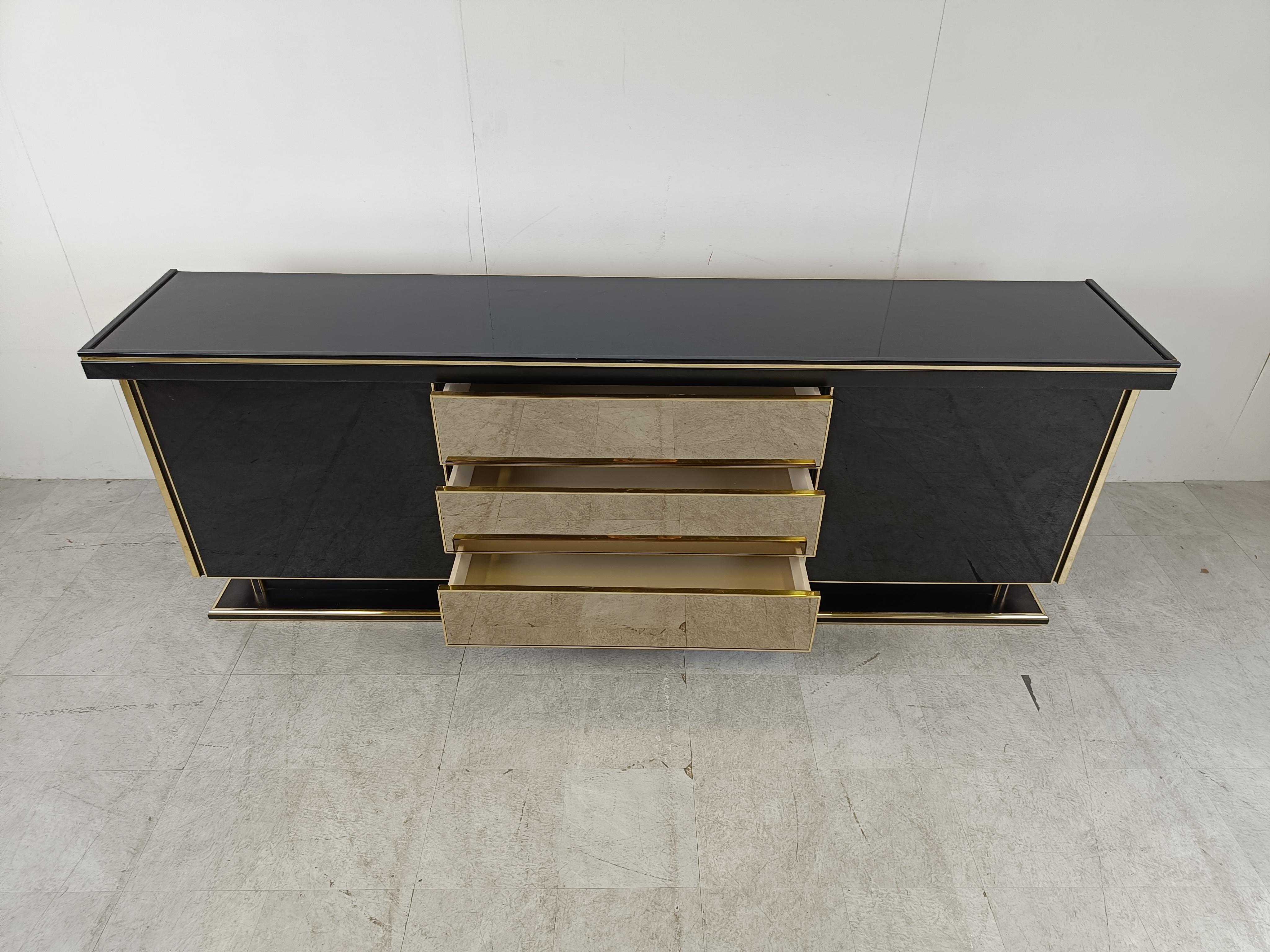 Vintage brass and lacquer sideboard, 1970s 1