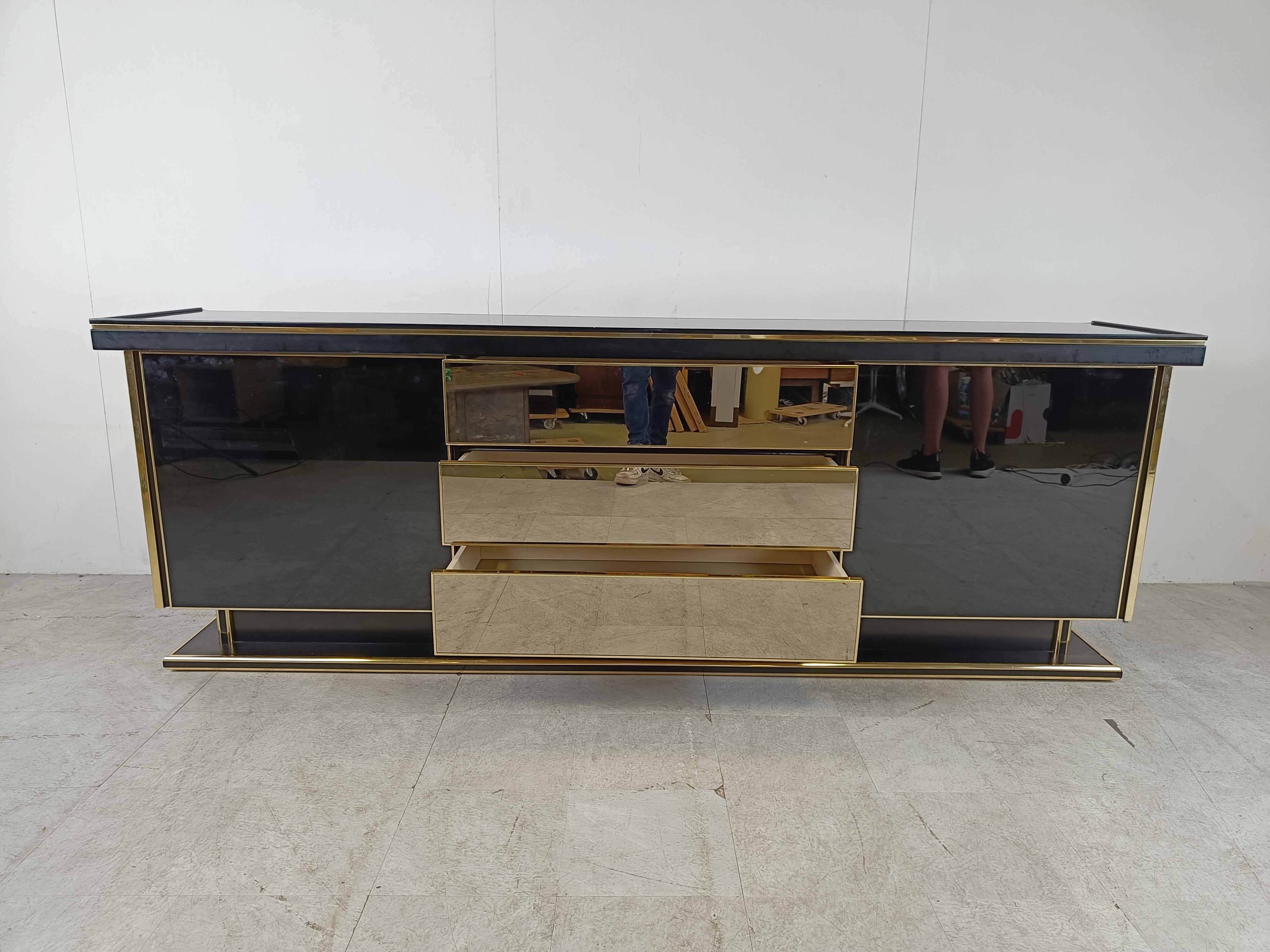 Vintage brass and lacquer sideboard, 1970s 2
