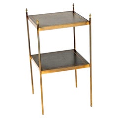 Vintage Brass and Leather Side Table