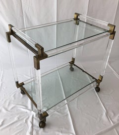 Chariot de bar en laiton et Lucite vintage par Charles Hollis Jones:: Collection Metric