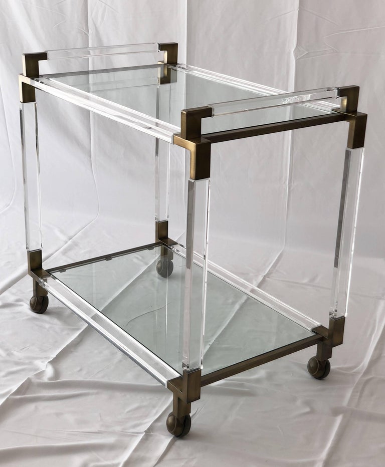 Vintage Brass and Lucite Bar Cart by Charles Hollis Jones, Metric