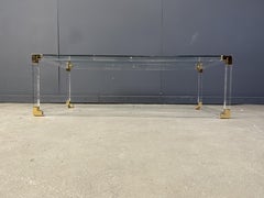 VIntage brass and lucite coffee table attributed to Charles Hollis Jones, 1970s