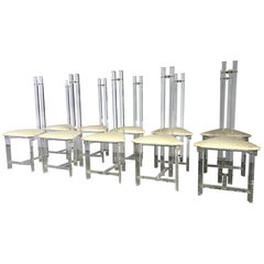 Vintage brass and lucite dining chairs set of 10 - 1970s