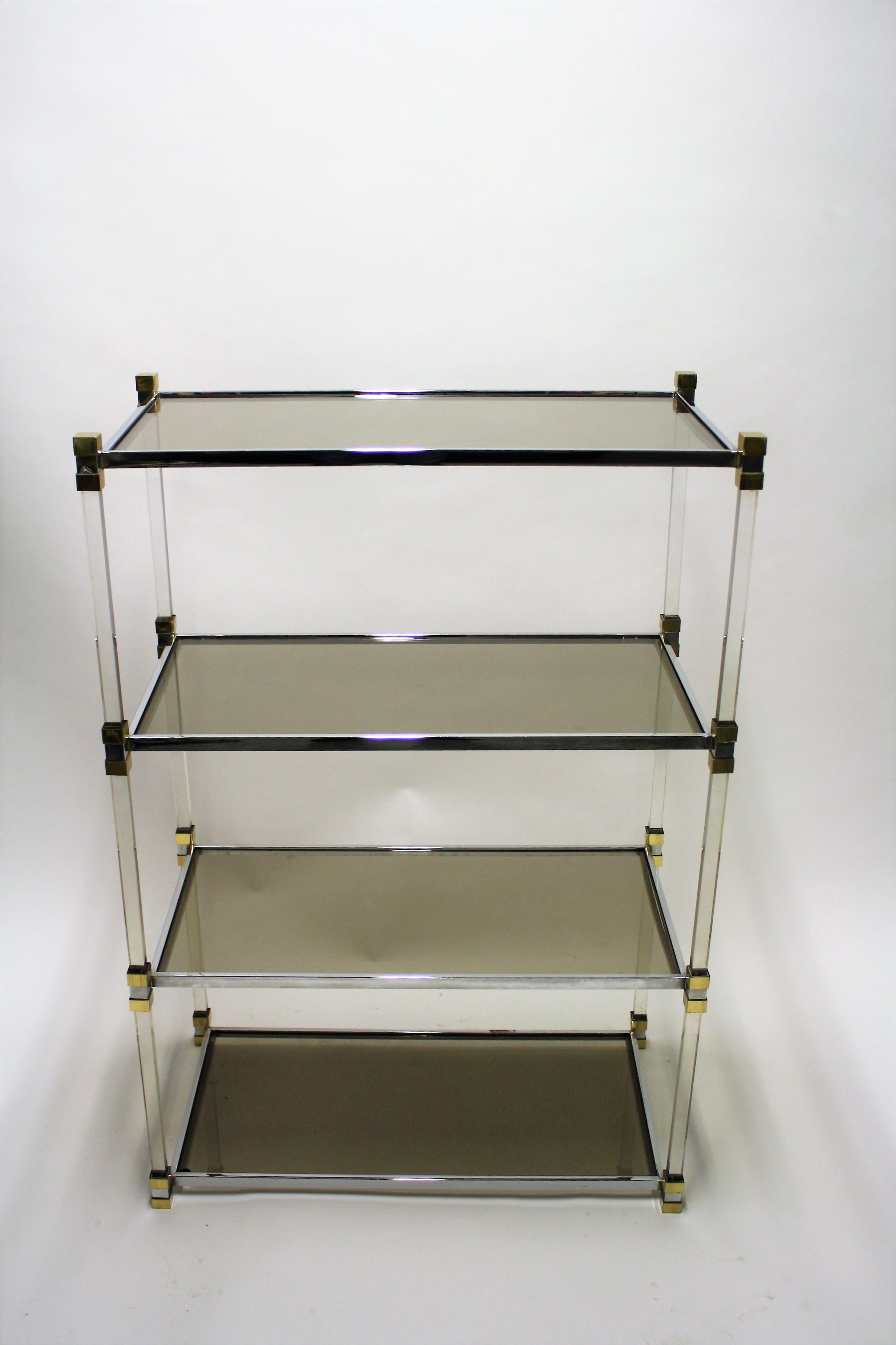 French Vintage Brass and Lucite Etagere, 1970s
