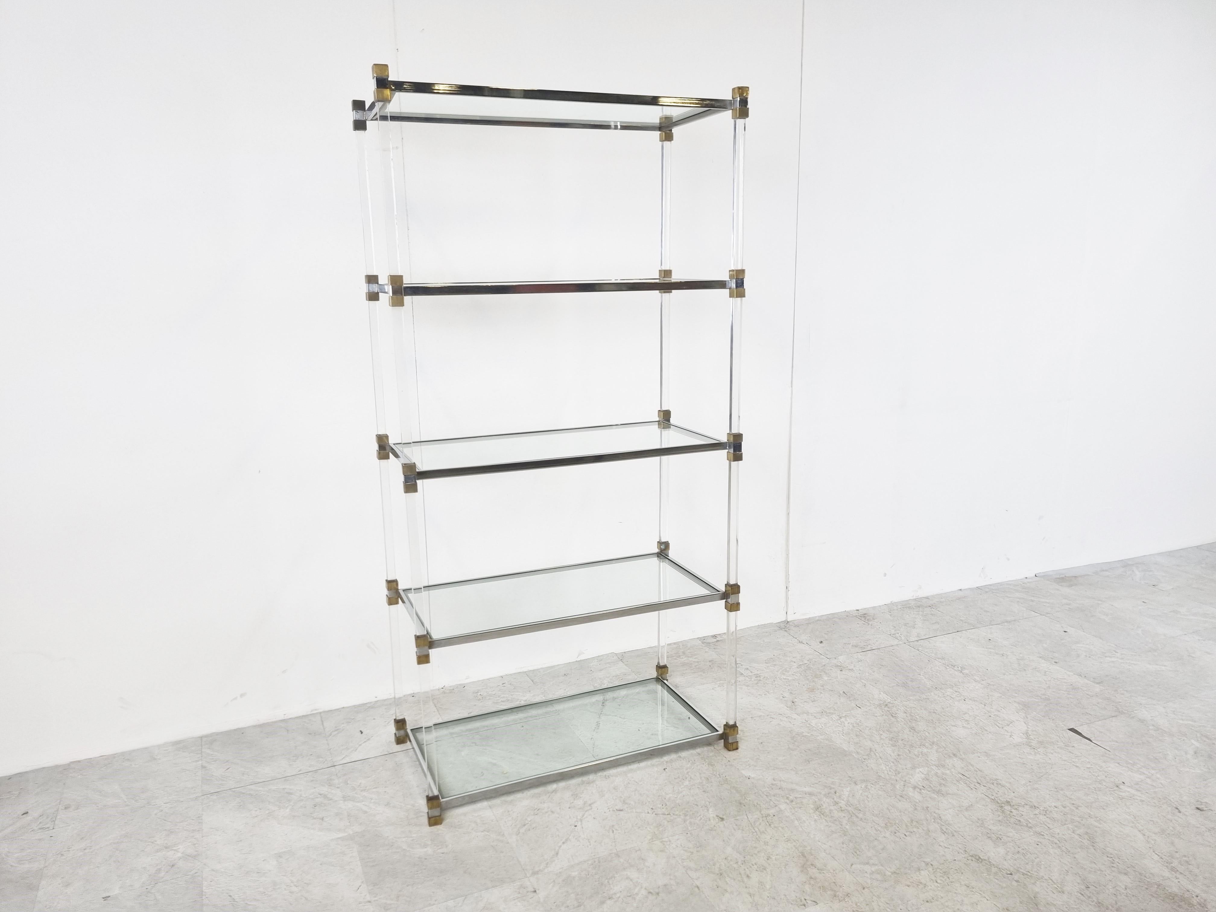Late 20th Century Vintage Brass and Lucite Etagere, 1970s