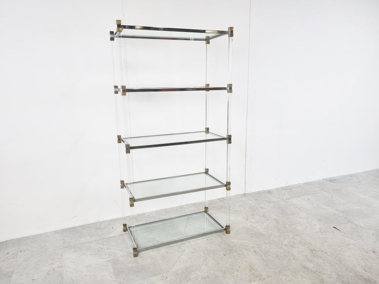 Vintage Brass and Lucite Etagere, 1970s For Sale at 1stDibs