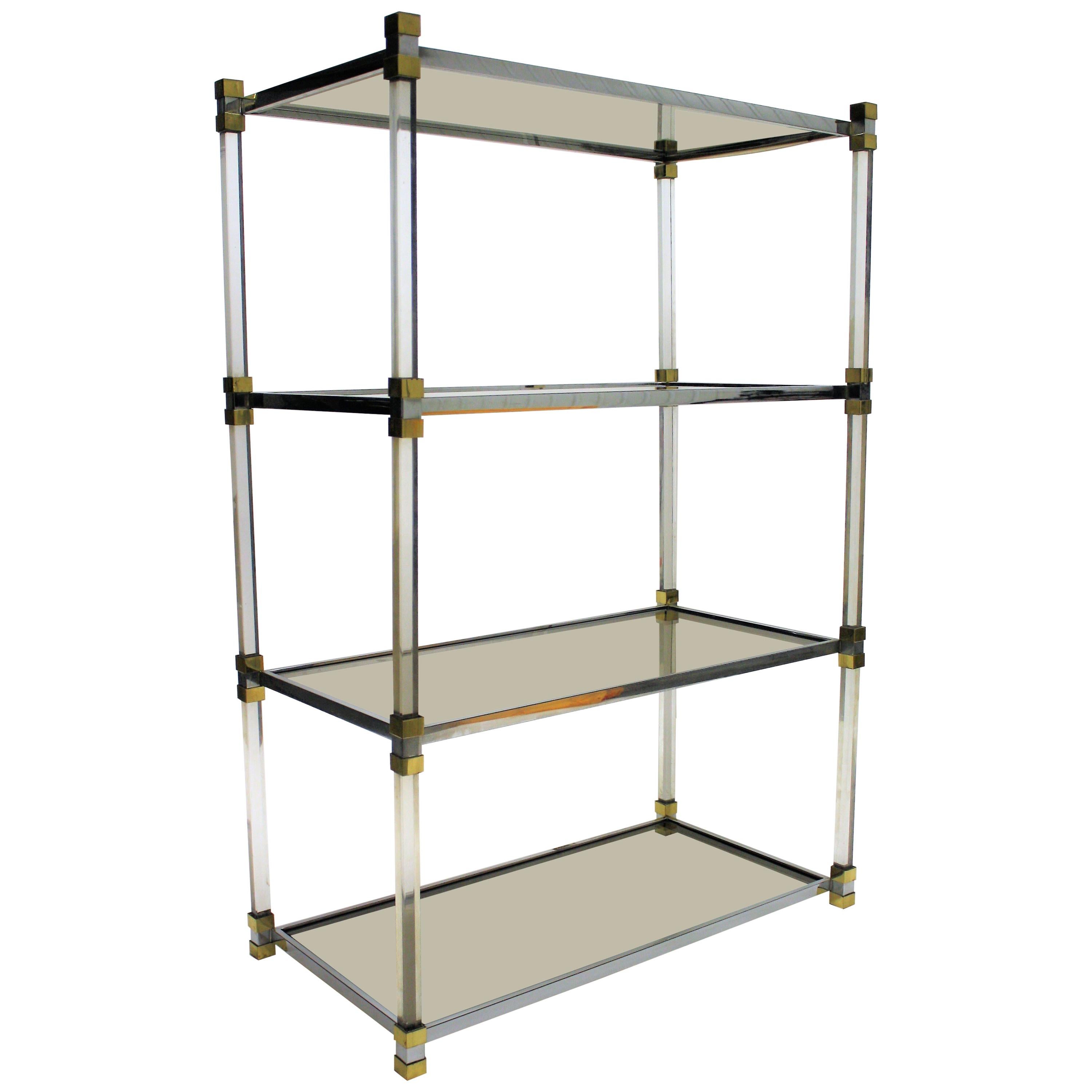 Vintage Brass and Lucite Etagere, 1970s
